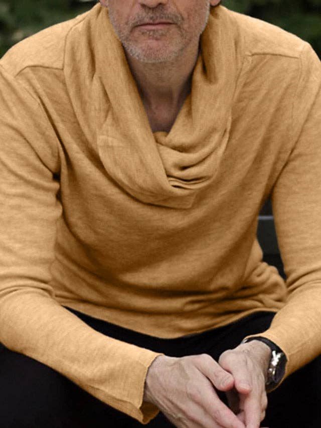 Men Turtleneck Sweater Modal Ribbed Knit
